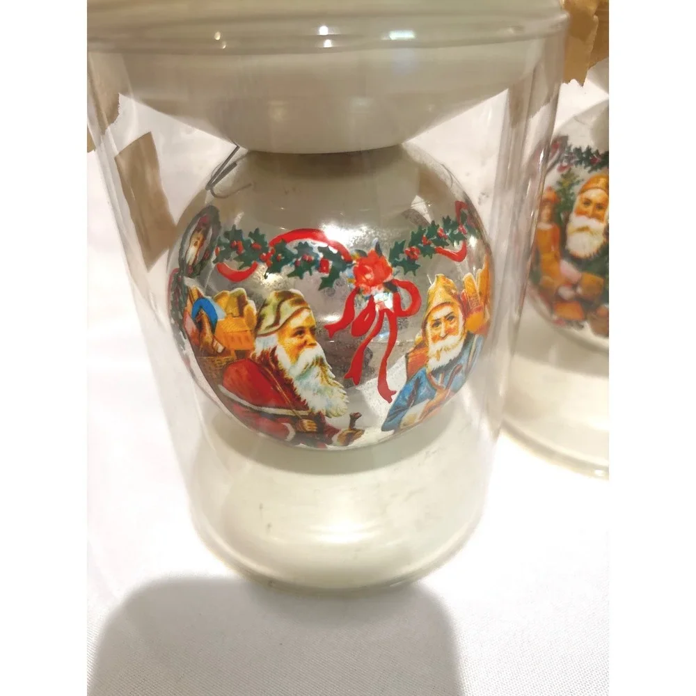 American Themes Victorian Collection Glass Christmas Ornaments Santa Set of 3